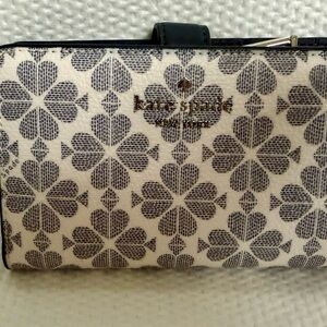 Kate Spade New York Black Leather Snap Wallet Zip Coin Pocket NWT